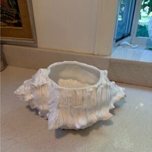 Large Vintage coastal conch shell planter MCM